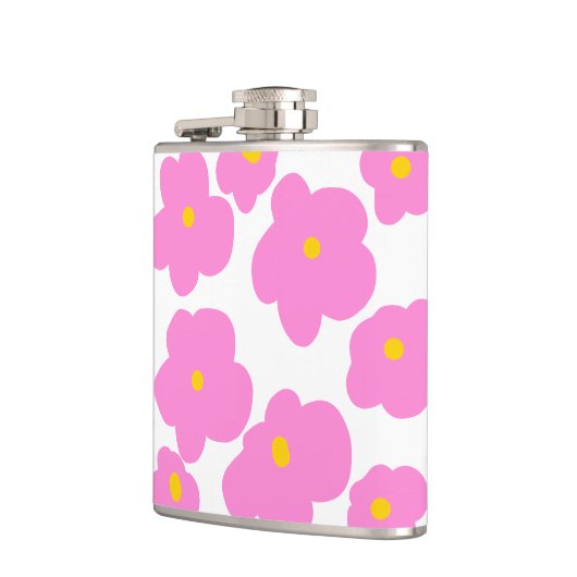 Roze gele daisy bloem moderne elegante patroon heupfles (Links)