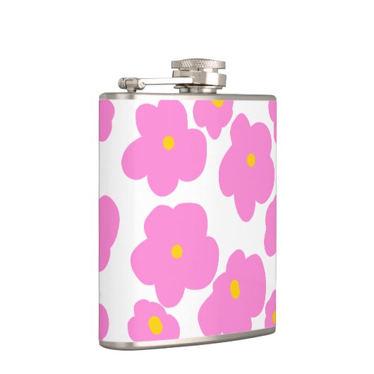 Roze gele daisy bloem moderne elegante patroon heupfles (Rechts)