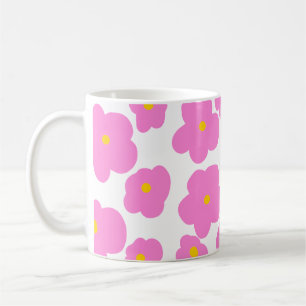 Roze gele daisy bloem moderne elegante patroon koffiemok