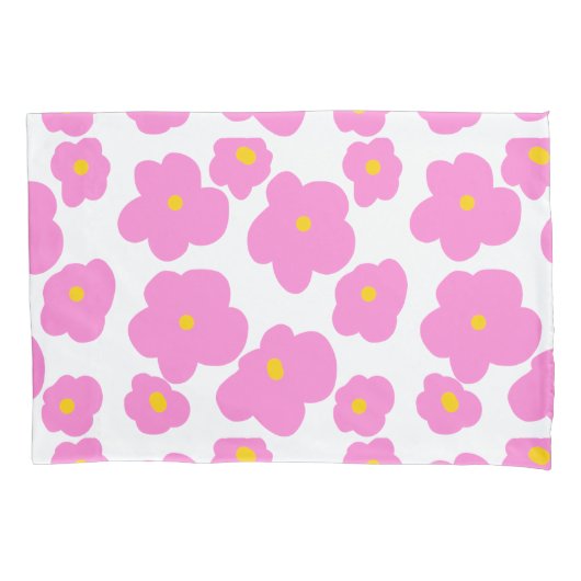 Roze gele daisy bloem moderne elegante patroon kussensloop (Voorkant)