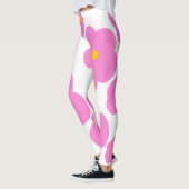 Roze gele daisy bloem moderne elegante patroon leggings (Links)