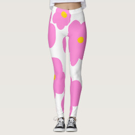 Roze gele daisy bloem moderne elegante patroon leggings