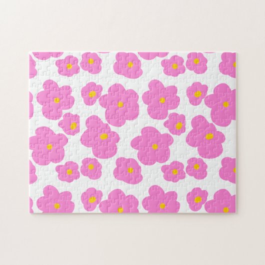 Roze gele daisy bloem moderne elegante patroon legpuzzel (Horizontaal)