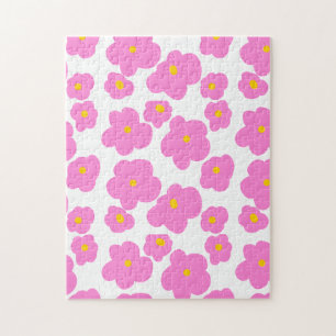 Roze gele daisy bloem moderne elegante patroon legpuzzel