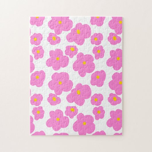 Roze gele daisy bloem moderne elegante patroon legpuzzel (Verticaal)