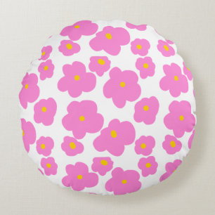 Roze gele daisy bloem moderne elegante patroon rond kussen