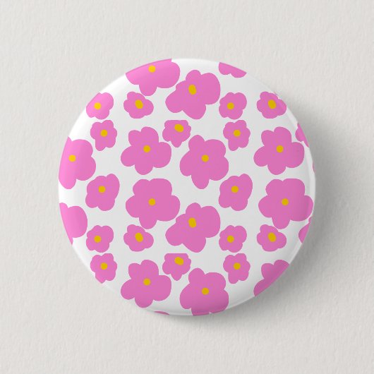 Roze gele daisy bloem moderne elegante patroon ronde button 5,7 cm (Voorkant)