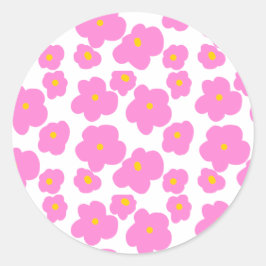 Roze gele daisy bloem moderne elegante patroon ronde sticker