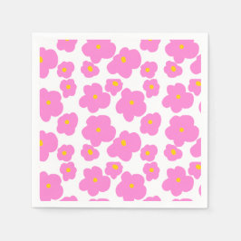 Roze gele daisy bloem moderne elegante patroon servet