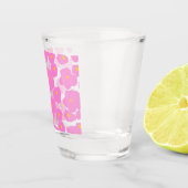 Roze gele daisy bloem moderne elegante patroon shot glas (Rechts)