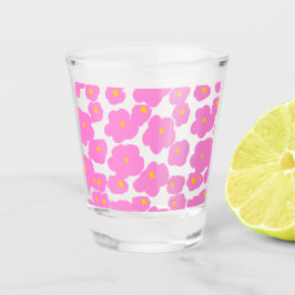 Roze gele daisy bloem moderne elegante patroon shot glas