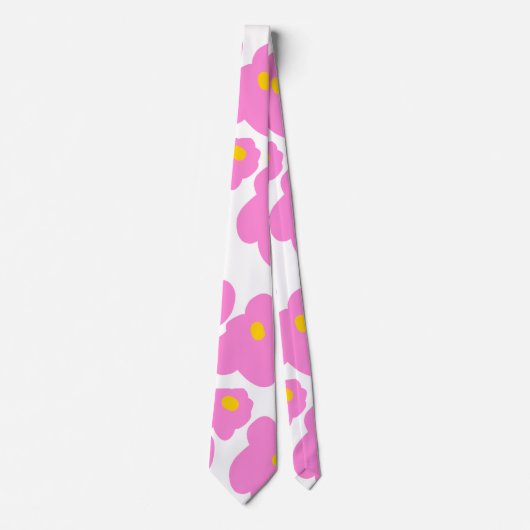 Roze gele daisy bloem moderne elegante patroon stropdas (Voorkant)