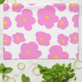 Roze gele daisy bloem moderne elegante patroon theedoek (Gevouwen)