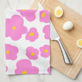 Roze gele daisy bloem moderne elegante patroon theedoek (Quarter Fold)