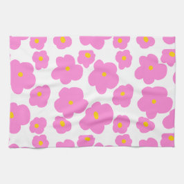 Roze gele daisy bloem moderne elegante patroon theedoek