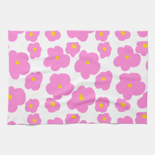 Roze gele daisy bloem moderne elegante patroon theedoek