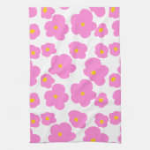 Roze gele daisy bloem moderne elegante patroon theedoek (Verticaal)