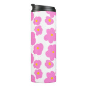 Roze gele daisy bloem moderne elegante patroon thermosbeker (Geroteerd rechts)