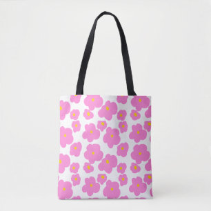 Roze gele daisy bloem moderne elegante patroon tote bag