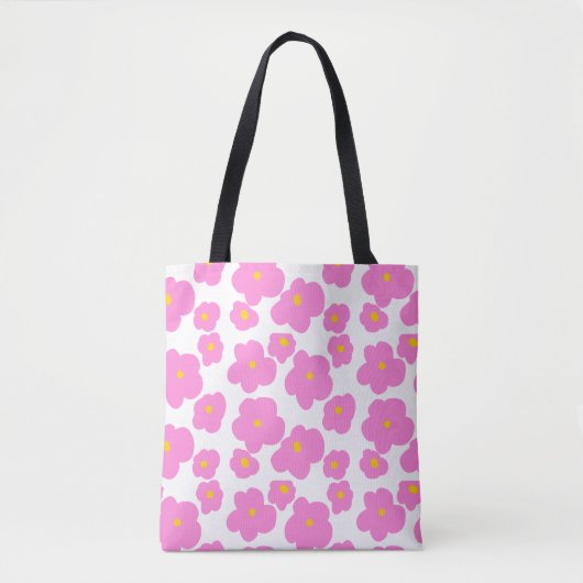 Roze gele daisy bloem moderne elegante patroon tote bag (Voorkant)