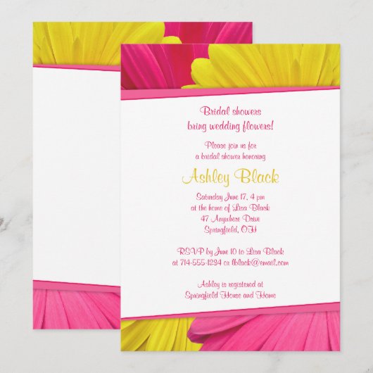 Roze Gele Daisy Weddenschap Bridal Shower Kaart (Voorkant / Achterkant)