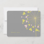 Roze Gele Dandelions Love Weddenschap Hartelijk da Bedankkaart (Achterkant)