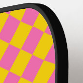 Roze Gele Diamant Harlekijn Schachbrett Motief Pickleball Paddle (Links Detail)