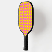 Roze Gele Diamant Harlekijn Schachbrett Motief Pickleball Paddle (Links)