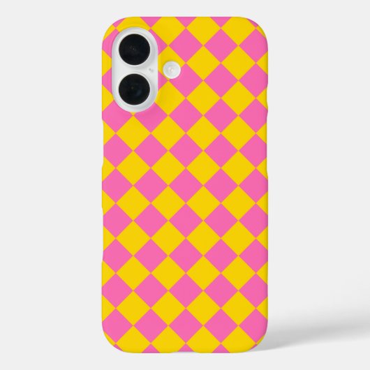Roze Gele Diamant Harlequin Checker Patroon Case-Mate iPhone Case (Achterkant)