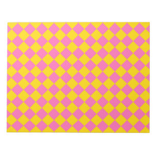 Roze Gele Diamant Harlequin Checker Patroon Notitieblok