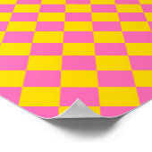 Roze Gele Diamant Harlequin Checker Patroon Poster (Hoek)