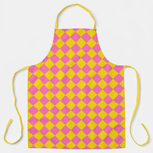 Roze Gele Diamant Harlequin Checker Patroon Schort