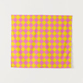 Roze Gele Diamant Harlequin Checker Patroon Wandkleed (Voorkant (horizontaal))