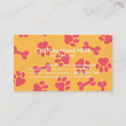 Roze gele diergeneeskunde Pet Doctor in de harwand Visitekaartje (Achterkant)