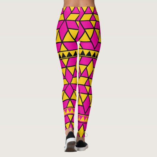 roze gele driehoeken leggings (Achterkant)