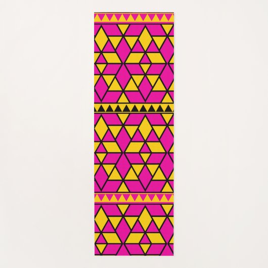 roze gele driehoeken yogamat (Voorkant)