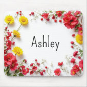 Roze gele elegante bloemen muismat (Voorkant)