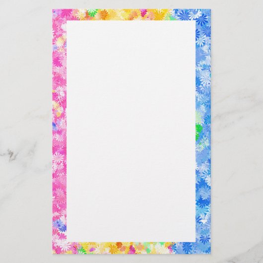 Roze, gele en blauwe bloemen briefpapier (Voorkant)