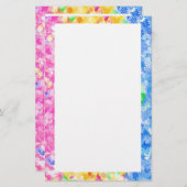 Roze, gele en blauwe bloemen briefpapier (Voorkant / Achterkant)