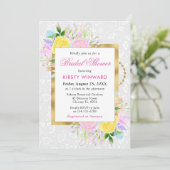 Roze, Gele en Blauwe Bloemen Gouden Vrijgezellenfe Kaart (Staand voorkant)