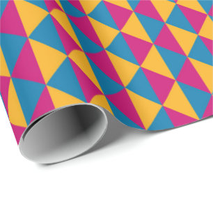 Roze, gele en blauwe diamanten en driehoeken cadeaupapier