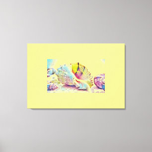 Roze gele en blauwe seizoenen waterverf zomer p canvas afdruk