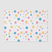 Roze, Gele, en Blauwe Sterren op Wit Patroon Tissuepapier (Voorkant)