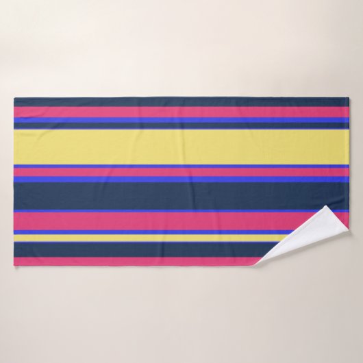 Roze, gele en blauwe strepen badhanddoek (Badhanddoek)