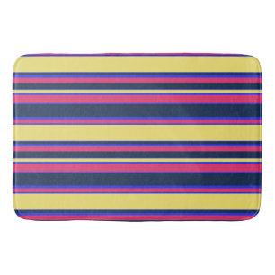 Roze, gele en blauwe strepen badmat