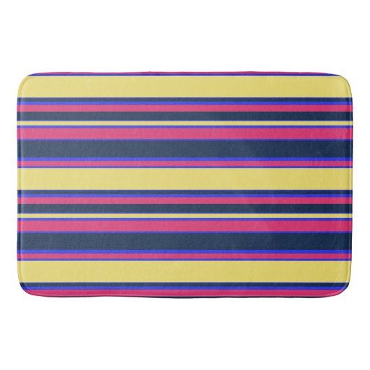 Roze, gele en blauwe strepen badmat (Voorkant)