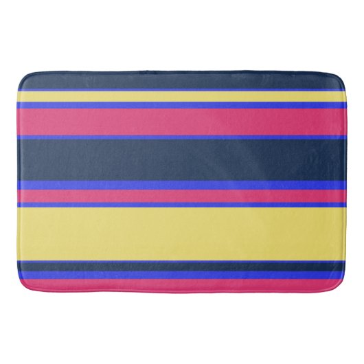 Roze, gele en blauwe strepen badmat (Voorkant)