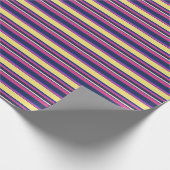 Roze, gele en blauwe strepen cadeaupapier (Hoek)