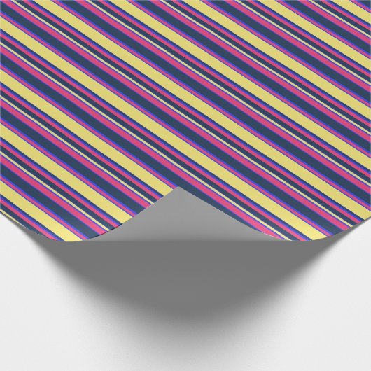 Roze, gele en blauwe strepen cadeaupapier (Hoek)