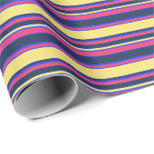 Roze, gele en blauwe strepen cadeaupapier (Rol Hoek)